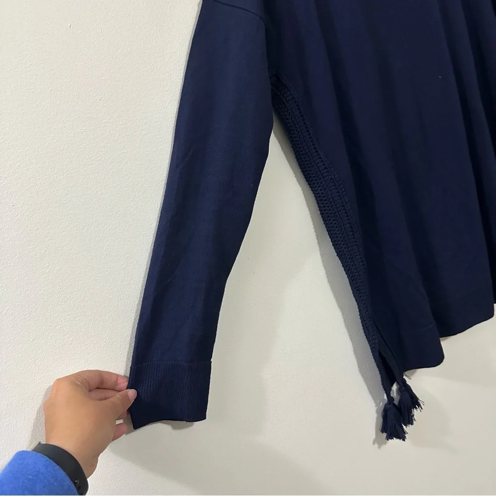 Lilly Pulitzer Damara Tassel Lightweight Crewneck Sweater Navy Blue‎ Womens XS